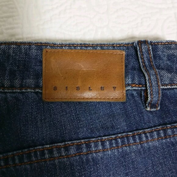 SISLE Jeans Distressed Patched Knee Hole Women's 30W Dark Wash Cuffed Skinny - Picture 9 of 14